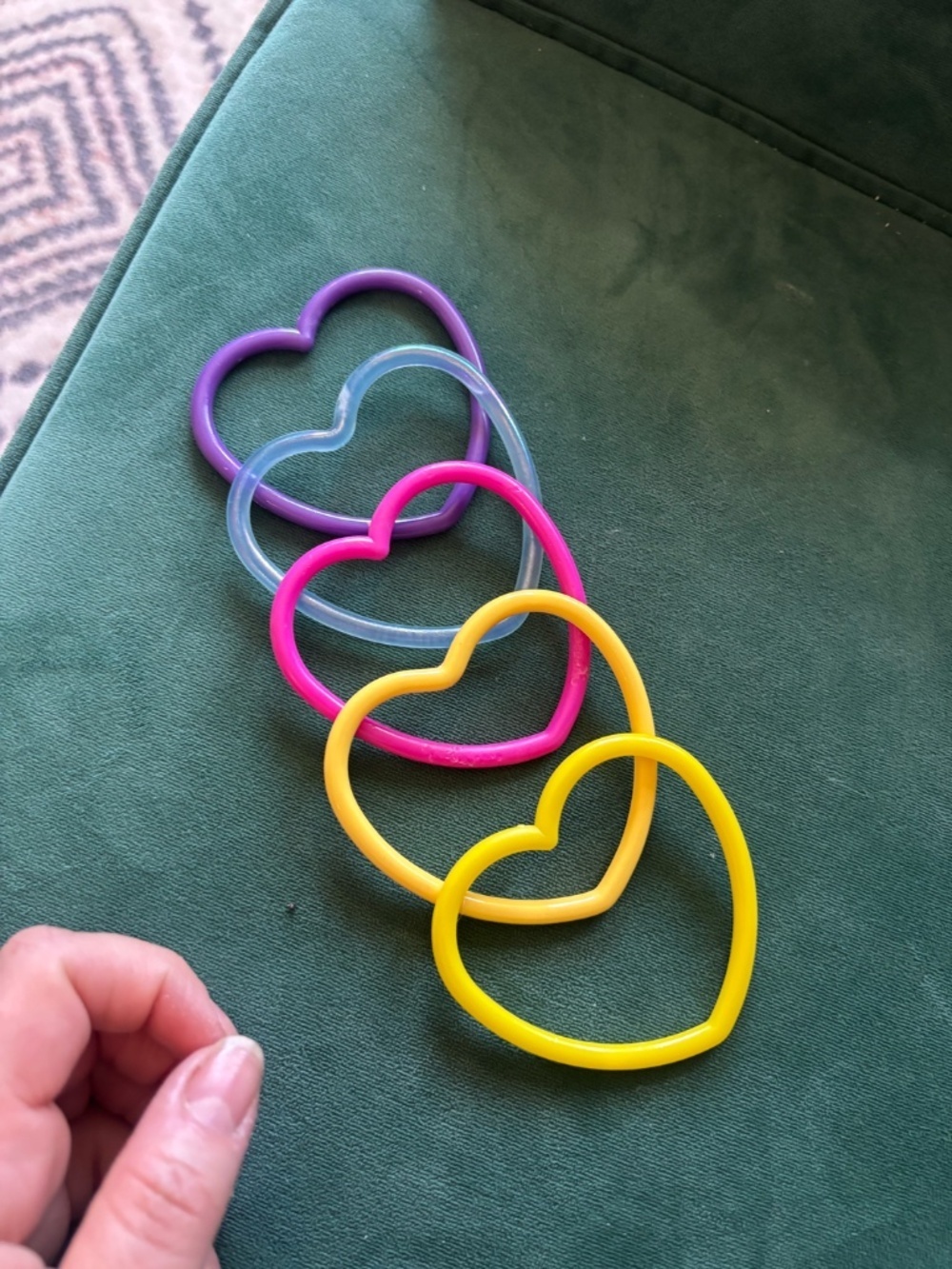 vintage 90s kids plastic bracelets heart shape
